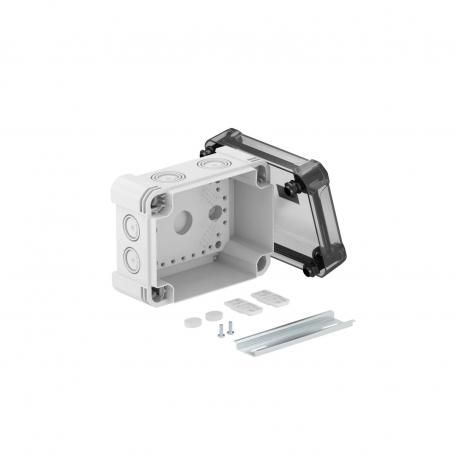 Kopplingsdosa X 06 med DIN-skena 137x105x68 | 8 | IP67 | grå / transparent