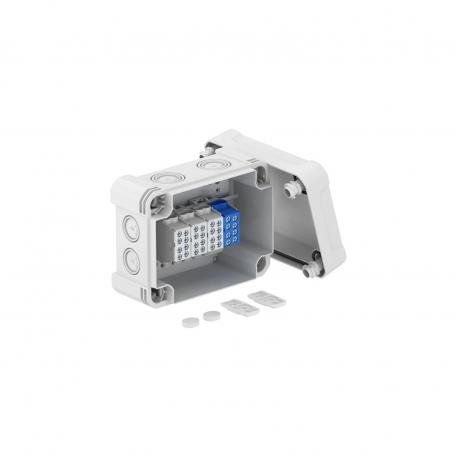 Kopplingsdosa X 06 med kopplingsplint 137x105x68 | 8 | IP67 | ljusgrå; RAL 7035