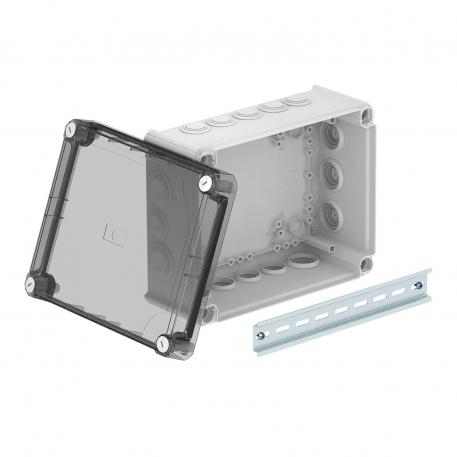 Kopplingsdosa T250, med instickstätning, transparent högt lock 225x173x103 | 16 | IP66 | ljusgrå; RAL 7035
