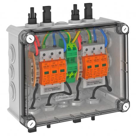 PV box (PV kapsling) typ 1+2 med MC4-kontakt för 2 x 1 sträng