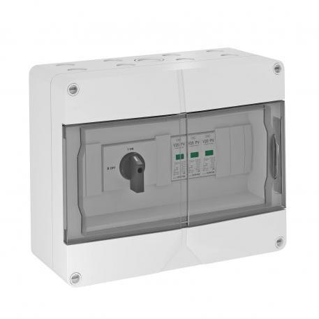 PV box (PV kapsling) typ 2 upp till 1000 V DC med frånskiljare (32 A) för 1 x 1 sträng