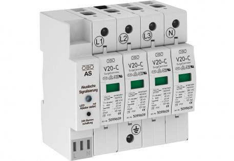 Överspänningsskydd 4-poligt med akustisk signal 280 V 4 | 280 | IP20