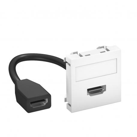 HDMI-anslutning, 1 modul, rak utgång, med anslutningskabel  |  | HDMI | helvit; RAL 9010
