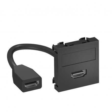 HDMI-anslutning, 1 modul, rak utgång, med anslutningskabel rak |  | HDMI | svartgrå; RAL 7021