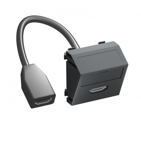 HDMI-anslutning, 1 modul, vinklad utgång, med anslutningskabel diagonal |  | HDMI | svartgrå; RAL 7021