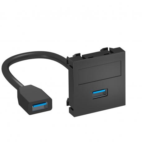 USB 2.0/3.0-anslutning, 1 modul, rak utgång, med anslutningskabel rak |  | USB | svartgrå; RAL 7021